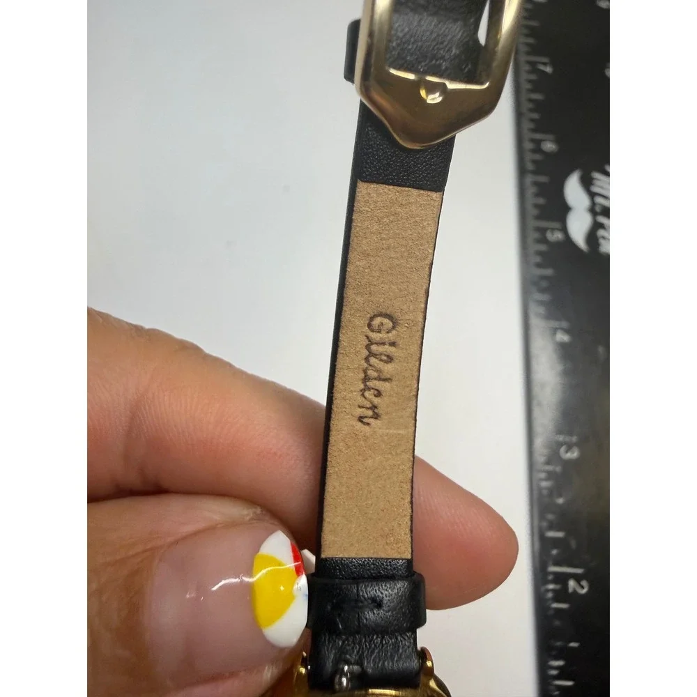 Seiko Quartz Watch 1N01-0E20 Gold Tone Black Dial Black Leather Strap Japan